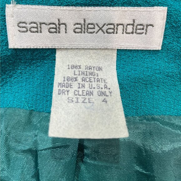 Sarah Alexander Teal Skirt Suit Set Size 4 6 Vintage Career Mod Retro Minimalist - Picture 3 of 12